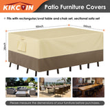Patio Furniture Covers Waterproof for Table and Chairs, Rectangular Outdoor Furniture Set Cover, Anti-Fade, Tear/Water Resistant Patio Furniture Set Covers, 90"L x 64"W x 28"H Kikcoin