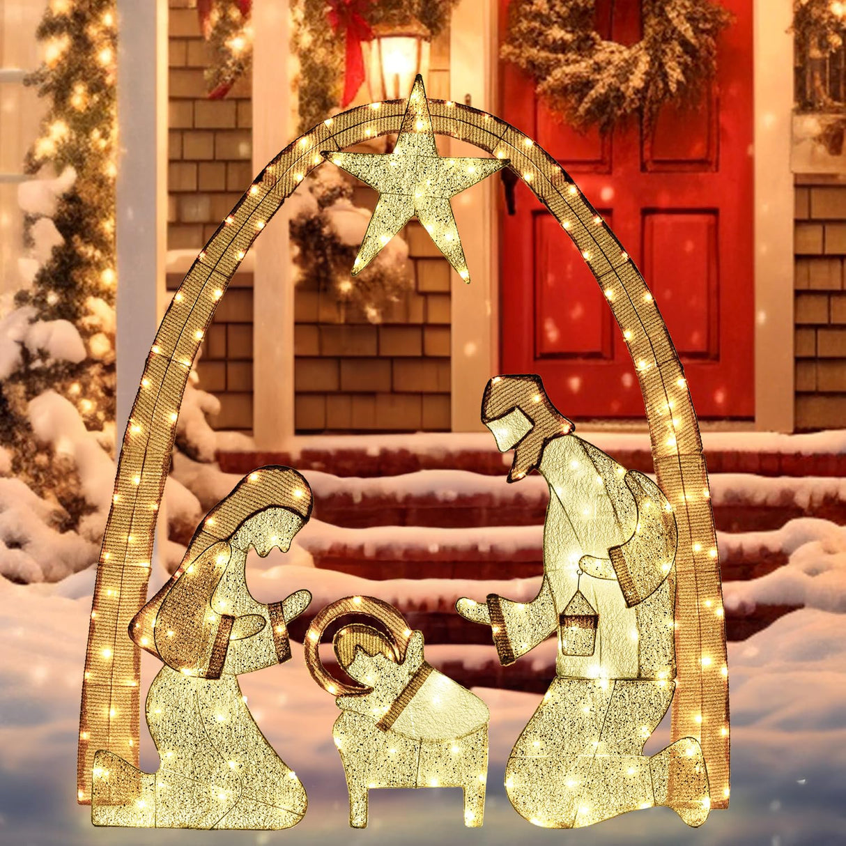 Lighted Outdoor Nativity Scene- Christmas Holy Family Yard Decoration, Large Christmas Holy Family Set for Yard Lawn Garden Outside Decor and Home Holiday Party VISFLAIR