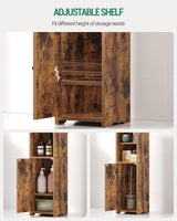 Hzuaneri Bathroom Storage Cabinet, Corner Floor Cabinet with 2 Doors and Adjustable Shelf, Narrow Toilet Paper Cabinets, Bathroom Organizer for Small Spaces, Rustic Brown BC19901X Hzuaneri