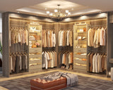 Aheaplus Closet System Set of 2, 4-9Ft Wood Closet Organizer with Drawers & Shelves, Closet Organizer System with 8 Hanging Rods, Walk-in Closets Organizer Wardrobe Closet Rack, White Oak Aheaplus