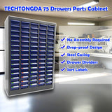 TECHTONGDA Bolt and Nut Tool Storage Steel Cabinet 75 Drawers Parts Cabinet Hardware Organizer and Storage Organization Shelves with Dividers Assortment KIT TECHTONGDA