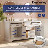 Deer Valley 72'' Bathroom Vanity with Double Sink Top, Pre-Assembled Modern Wood Bathroom Cabinet Sink Combo with Backsplash, Soft Closing Doors, Multifunctional Storage Space Vanity (White) Deer Valley