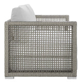Modway EEI-2924 Aura Wicker Rattan Outdoor Patio 52" Loveseat with Cushions in Gray White Modway