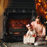 TURBRO Eternal Flame 26 in. WiFi Infrared Quartz Electric Fireplace Log Heater with Sound Crackling, Realistic Lemonwood Logs, Adjustable Flame Colors, Remote Control, Thermostat, Timer, 1500W Bronze TURBRO