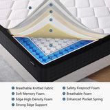 DEHIJU Queen Size Mattress, 10 Inch Hybrid Memory Foam Queen Mattress in a Box, Pressure Relief, Medium Firm, CertiPUR-US DEHIJU