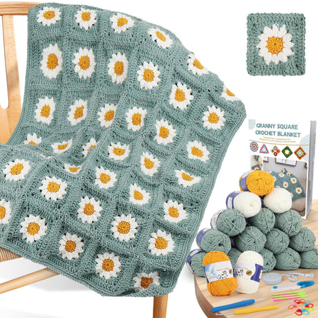 Coopay Crochet Starter Kit for Blanket, Granny Squares & Instructions, Easy Learn to Crochet for Beginners Coopay