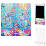 NUFTVI 2 Pack Diamond Painting Cell Phone Holder, DIY Full Crystal Cute Dolphins Diamond Art Phone Holder and Mirror, Diamond Art Kits for Beginner Adult NUFTVI