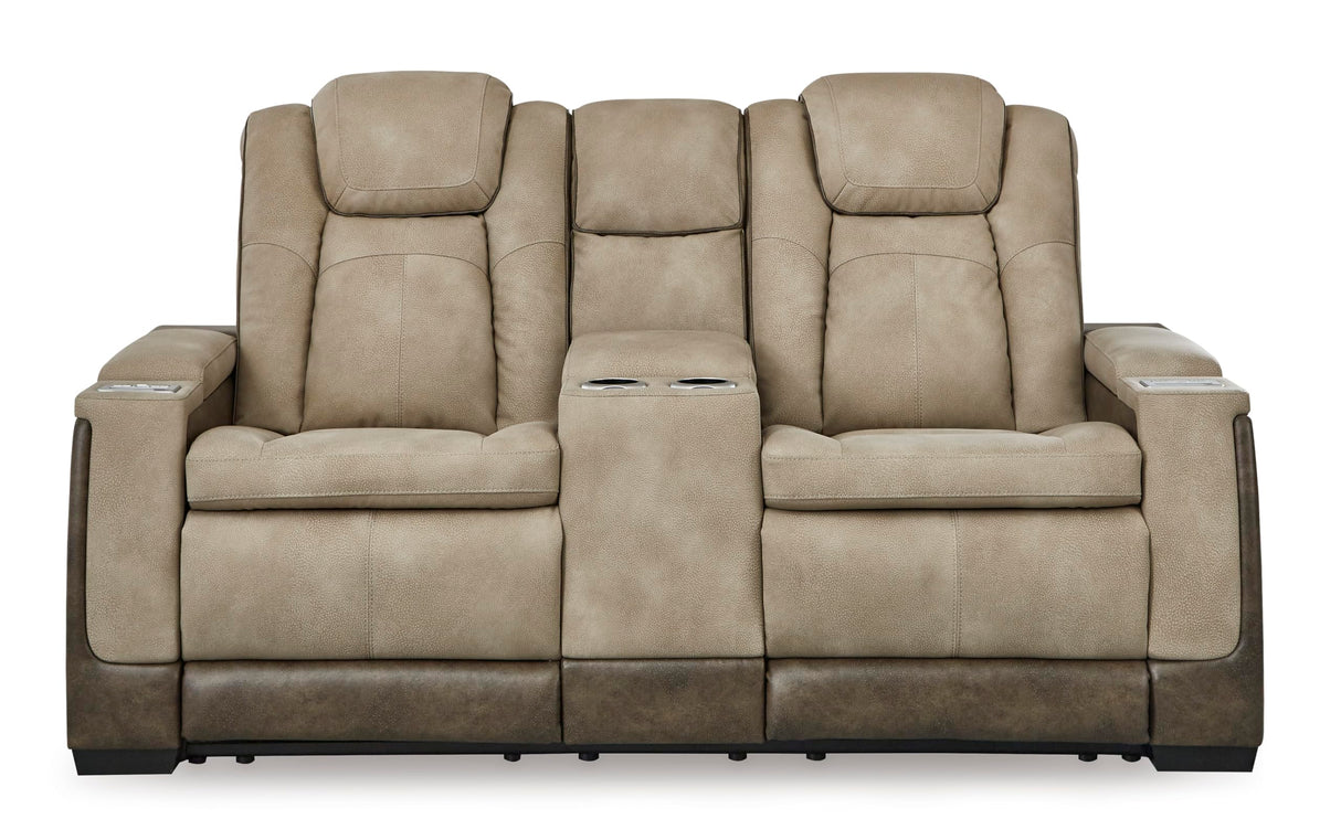 Signature Design by Ashley Next-Gen DuraPella Power Reclining Loveseat with Console & Adjustable Headrest, Sand Signature Design by Ashley