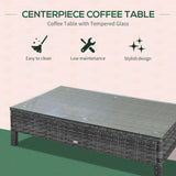 Outsunny Patio Furniture Set, 9 Piece Outdoor Sectional Sofa, All-Weather PE Rattan Wicker Conversation Set with Chairs, Ottoman, Loveseat, Coffee and Side Table, Cushions, Black Outsunny