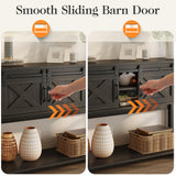 RoyalCraft Farmhouse Entryway Table with Storage, 46" Console Table with Sliding Barn Door, Wood Rustic Sofa Table with Adjustable Shelf for Hallway, Living Room, Foyer, Dark Grey RoyalCraft
