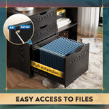 DEVAISE 3-Drawer Wood File Cabinet, Mobile Lateral Filing Cabinet, Printer Stand with Open Storage Shelves for Home Office, Black DEVAISE