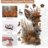 Ruikiyart Wooden Puzzles for Adults Cute Deer Wooden Jigsaw Puzzles 200Pcs Unique Animal Shape Adult Puzzles Fabulous Gift for Kids and Adults on Birthday,Thanksgiving,Christmas 11.1x11.2 Inches Ruikiyart