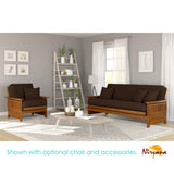 Nirvana Futons Brentwood Tray Arm Futon Sofabed Set - Queen Frame, 8" Microfiber Fudge Mattress, Heritage Finish Nirvana Futons