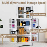 CATMIX Kitchen Pantry Cabinet, Tall Food Pantry Storage Cabinet with Glass Doors and Adjustable Shelves, Freestanding Cabinet for Kitchen, Living Room, Dining Room, White CATMIX