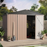AECOJOY 8' x 6' Metal Storage Shed for Outdoor, Steel Backyard 6x8 Sheds & Outdoor Storage with Lockable Doors, Utility and Tool Storage for Garden, Backyard, Patio, Outside use AECOJOY