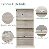 HIUU White Display Curio Cabinet with Glass Doors,White Showcase Display Cabinet,Shelves with Flip-Up Glass Doors,Farmhouse Barrister Bookcase HIUU