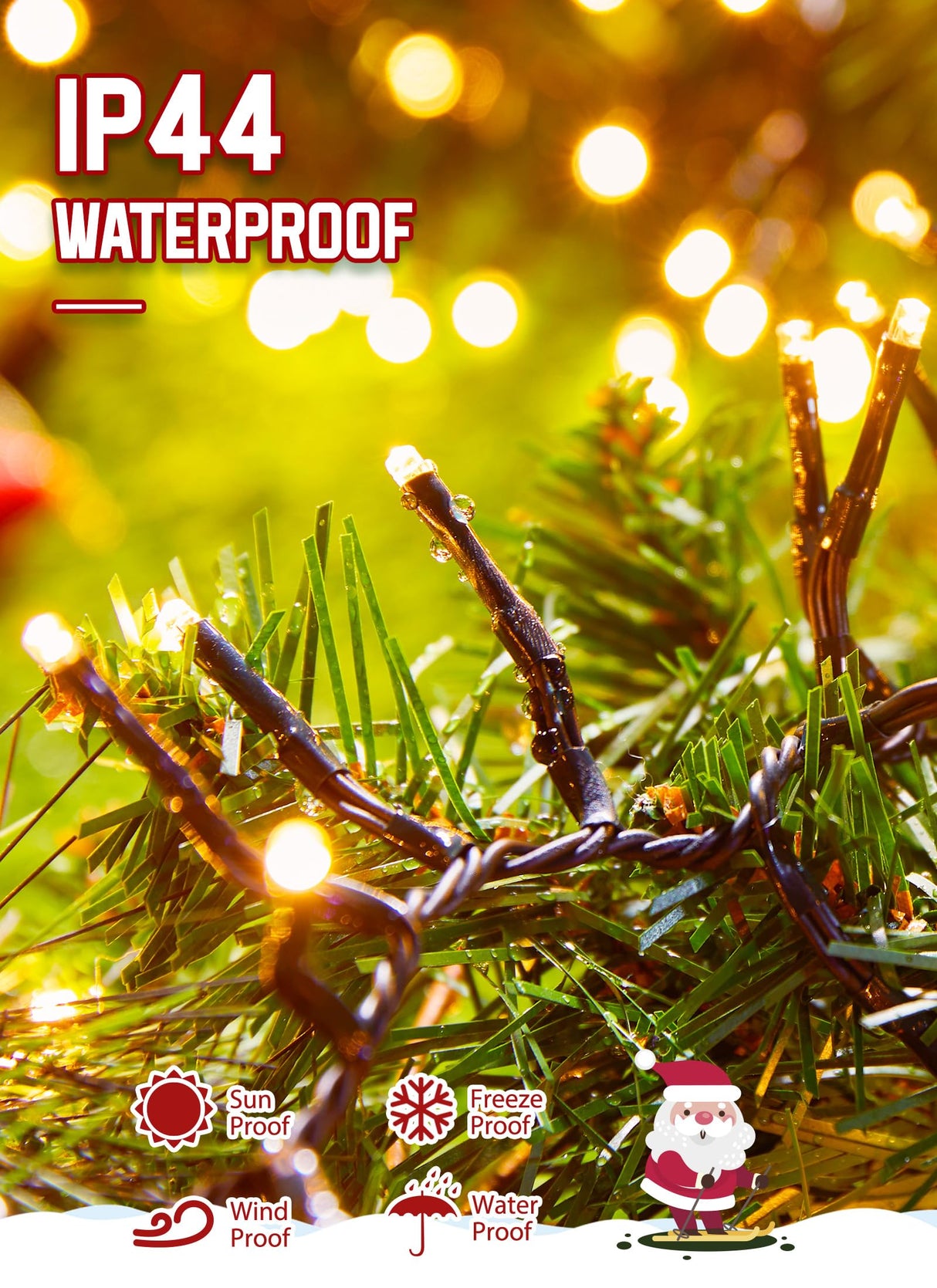 Minetom 100Ft 2000 LED Cluster Lights Christmas Tree Lights Outdoor Christmas Firecrackers String Lights, 12 Modes Timer Remote Waterproof Plug in Twinkle Fairy Lights for Xmas Tree Garland Party Minetom