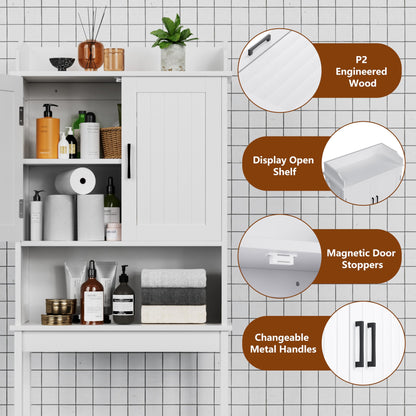 VEIKOU Over The Toilet Storage Cabinet, Bathroom Cabinet Over Toilet, Freestanding Over The Toilet Storage/Adjustable Shelf, Storage Rack, White