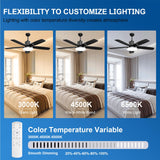 GHORA 52 Inch Ceiling Fans with Lights, Smart Ceiling Fan with Remote/APP/Alexa Control,Black Ceiling Fan with 6-Speeds Reversible Motor,WiFi Ceiling Fans for Bedroom,Farmhouse,Indoor/Outdoor GHORA