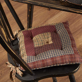Millsboro Rustic 14 in Log Cabin Chair Pad Red Patchwork Cotton Tie Back(s) Square Kitchen Table Decor VHC Brands