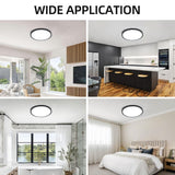 hykolity 12 Inch Selectable CCT LED Round Flat Panel Light, 24W 3000K/4000K/5000K, Edge-Lit Flush Mount Ceiling Light Fixture for Kitchen, Bedroom, Laundry and Closet Room，Black hykolity