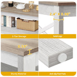 DWVO Coffee Tables for Living Room,Farmhouse Coffee Table, Storage Coffee Table, Small Coffee Table, Wood Coffee Table with Thicker Legs 2 Tier Coffee Table Center Table for Living Room, Grey Wash DWVO