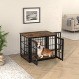 rehomerance Rustic Heavy Duty Dog Crate Furniture for Small and Medium Dogs, Decorative Pet House End Table, Wooden Cage Kennel Furniture Indoor rehomerance