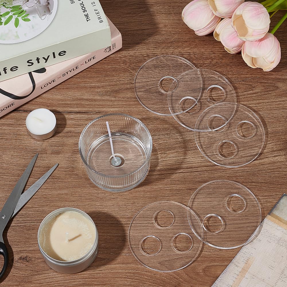 BENECREAT 6Pcs 3 Styles Candle Wick Centering Tool Holder, 1/2/3 Hole Acrylic Candle Wick Holder, Candle Wicks Centering Devices for Making Candles, Craft DIY BENECREAT