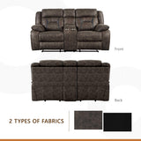 Homelegance Reclining Loveseat, Polished Microfiber Manual Double Recliner Loveseat with Center Console, Dark Brown Homelegance