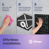 Ekkogo 18-Pack Sound Proof Foam Panels for Walls 12X12X2" Acoustic Panels Pyramid Style Sound Panels for Studio and Home Noise Reduction with Vibredux HD Ekkogo