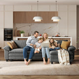 LINSY HOME 157'' Modular Sectional Sofa Grey Couch Corduroy Cloud Couches for Living Room, U Shaped Couch with Movable Ottoman, Modern Cloud Sectional Sofas for Bedroom and Apartment, Grey LINSY HOME