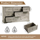 LOUVIXA Farmhouse Dresser 9 Drawer, Bedroom Chest of Drawers, Dressers with 9 Drawers, Wooden Dressers for Bedroom, Living Room, Tv Stand, Entryway (Grey-9 Drawers) LOUVIXA