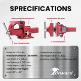Forward 1304 4 Inch Home Vise Ductile Iron 4" Bench Vise Homeowner's Vice with Anvil and Swivel Base Forward