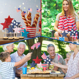 5 Pcs 4th of July Table Centerpiece Standing 3D Star Decor Wood Patriotic Sign Block Fabric Ornaments Rustic Fourth of July Independence Day Crafts for American Festival Party Home Decoration Sintuff