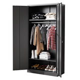 BYNSOE Metal Storage Cabinet 72'' Metal Locker with Locking Metal Storage Locker with hanging rod for Office Hospital Require Assembly (Black) BYNSOE