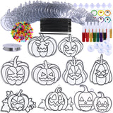 Winlyn 27 Sets Halloween Pumpkin Suncatchers Ornaments Decorations DIY Window Paint Art Suncatchers Craft Kits Jack-O'-Lantern Sun Catchers for Kids Classroom Activities Fall Halloween Art Project Winlyn