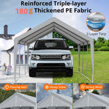 ACONEE Carport 13×20 FT Heavy Duty Car Canopy with Ventilated Windows, Removable Sidewalls & Zipper Doors, Portable Garage Boat Party Tent, Reinforced Triangular Beam, Waterproof Tarp for Car, Truck ACONEE