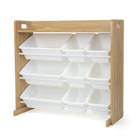 Humble Crew Toy Storage Organizer with Top Shelf and 9 Removable Bins, Natural/White – Toddler Bookshelf with Toy Organizer - Modern Toy Rack Ideal for Kids' Rooms, Playrooms, and Nurseries Humble Crew