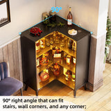 PAKASEPT 3-Tier Corner Glass Display Cabinet with LED Lights for Collectibles,Display Case with Tempered Glass Doors,Curio Cabinet with 6 Adjustable Shelves,Kids Bookcase for Bedroom, Living Room PAKASEPT
