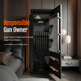 KAER 25 Biometric Gun Safe for Rifles and Pistols, Large Gun Cabinet for Home Rifle, Quick Access Gun Safe with Fingerprint, Rifle Safe with Removable Shelf and Pistol Pocket [No Assembly Required] KAER