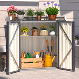 AECOJOY Outdoor Storage Cabinet Waterproof, Outside Metal Sheds & Outdoor Storage Garden Cabinet with Adjustable Shelves for Gardening Tools and Plants, Grey AECOJOY