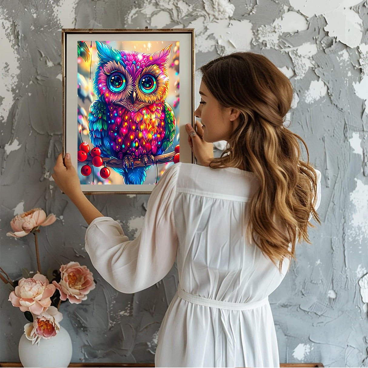 NAIMOER Owl Diamond Painting Kits for Adults, DIY 5D Diamond Painting Animals, Full Drill Bird Diamond Art Kits Perfect for Relaxation and Home Wall Decor 30x40cm NAIMOER