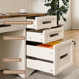 Decofy Farmhouse Executive Desk with Drawers, 55" Home Office Desks with Fast Charging Station, Lockable File Cabinet, Wood Writing Computer Desk for Work, Study, White Decofy