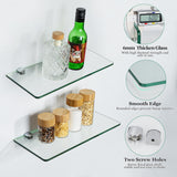 SAYAYO Glass Floating Shelves for Wall, Tempered Glass Shelves for Bathroom, Living Room, Bedroom, Office, Toilet, Kitchen Decor, 12Inch Set of 3, Clear SAYAYO
