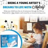 Molcey Flip Book Kit with LED Light Pad. Includes Flipbook Kit Starter Animation, 240 Sheets Blank Animation Paper and Instructions for Making Flip Books, LED Light Pad. for Kids 9-12 6-8 Molcey