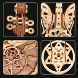 3D Puzzle Wooden Model Kits for Adults - DIY Cello Music Box Mechanical Jigsaw Puzzles Construction Craft Kits for Age 14+ Years Old auryee