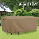 Tempera Retangle Patio Furniture Cover, Outdoor Table Covers Waterproof, Heavy Duty Deck Furniture Covers for Winter, 108''L x 82''W x 27.8''H,Taupe Tempera