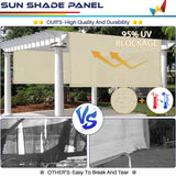 Windscreen4less 16' x 5' Universal Waterproof Replacement Shade Cover Canopy for Pergola Patio Privacy Shade Screen with Grommets on 2 Sides Includes Weighted Rods UV Block Beige Windscreen4less