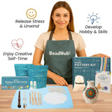 Pottery Kit for Beginners 2.2Lbs Air Dry Clay for Adults with Sculpting Tools, Paint, Glaze, Air-Dry Modeling Clay Molding, Sculpt & Painting Set, Hobby Date Night DIY Art Craft Kits -Standard (White) BeadHub