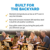 NewAir 24" Built-in 160 Can Outdoor Beverage Fridge in Weatherproof Stainless Steel with Auto-Closing Door and Easy Glide Casters. New Air Mini Fridge, Built-In or Freestanding Outdoor Fridge NewAir